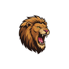 Fierce Lion Roaring with Open Mouth in Bold Cartoon Style Illustration