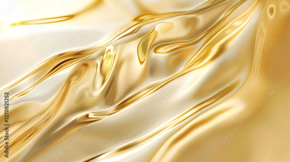 Poster shimmering golden abstract wave patterns flowing gracefully on a soft background