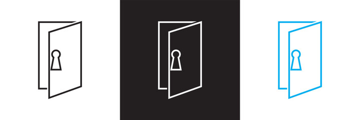 Locked door  icon. isolated on white and black background. Vector illustration. EPS 10