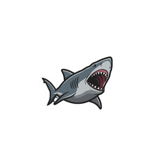 Cute Cartoon of a Great White Shark with Open Mouth