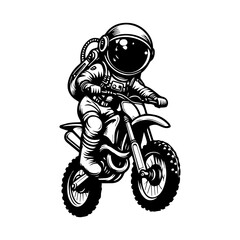 Obraz premium astronaut character logo design riding a motocross bike
