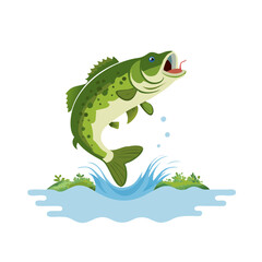 Fototapeta premium Jumping Fish Vector: Freshwater Fishing and Nature Illustration