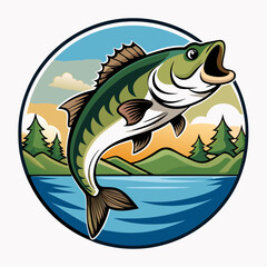Fototapeta premium Largemouth Bass Icon: Lake Fishing Adventure Design