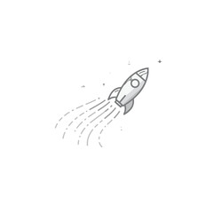 Creative Illustration of Space Rocket Launching Into the Sky