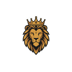 Majestic Lion Head Emblem with a Crown Symbolizing Royalty and Strength