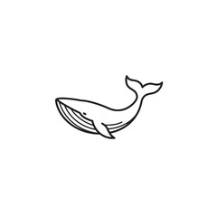 Minimalist Line Art of a Whale in Black and White