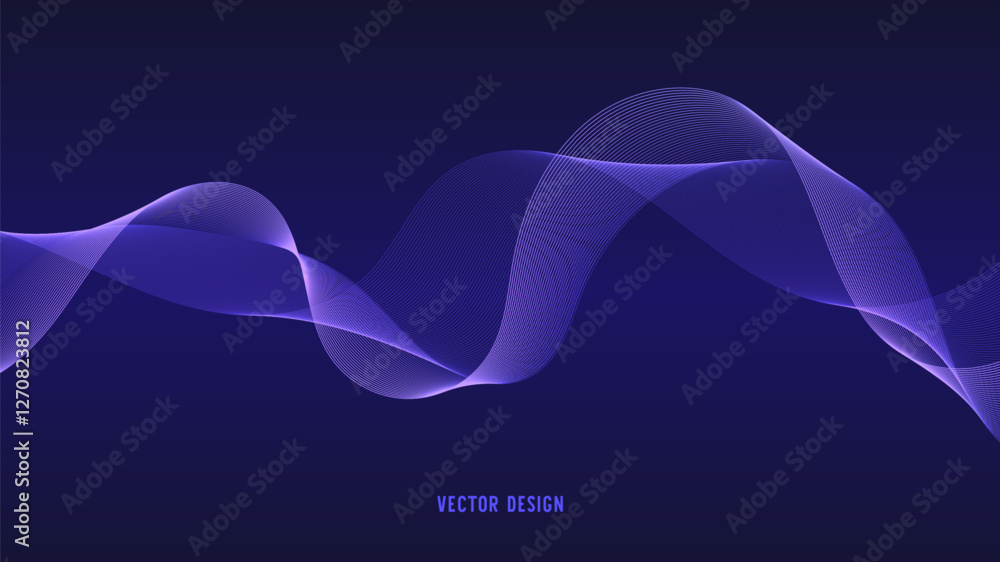 Leinwandbilder geometric curved lines in gradient forming dynamic futuristic abstract flow patterns