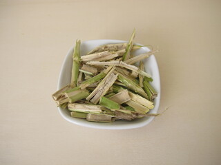 Young black elder wood with marrow from Sambucus nigra cut in small pieces