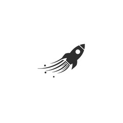 Minimalist Rocket Silhouette Launching with Stylish Comet Trail Design