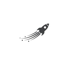 Minimalist Rocket Icon Symbolizing Innovation and Speed on White Background