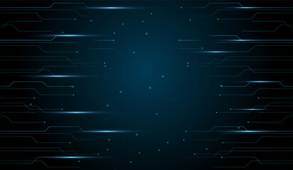 The abstract technology futuristic design with glowing blue circuit-like lines on a dark background vector design