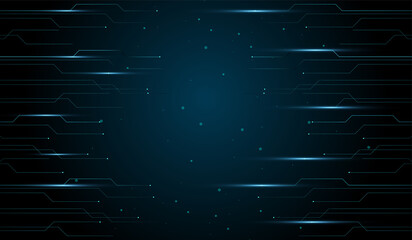 The abstract technology futuristic design with glowing blue circuit-like lines on a dark background vector, illustration design