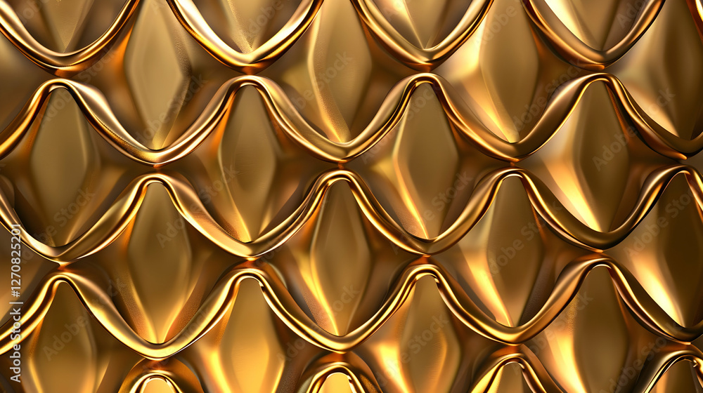 Poster shimmering golden wave pattern creating a luxurious texture, ideal for backgrounds or design use