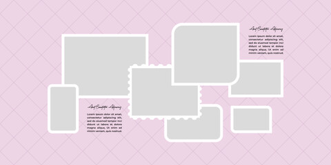 Pictures or photos frame collage layout abstract photo frames and digital photo wall template