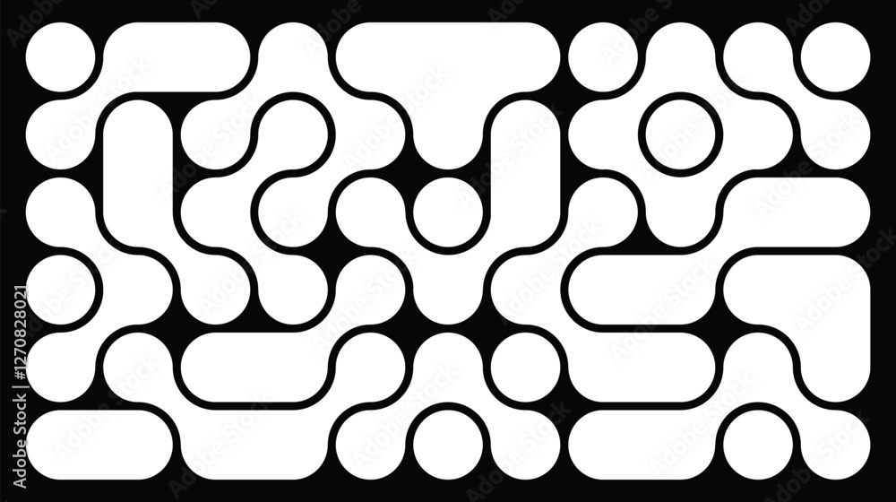 Wall mural abstract composition of bold circles connected to each other. liquid shapes in a seamless pattern. d