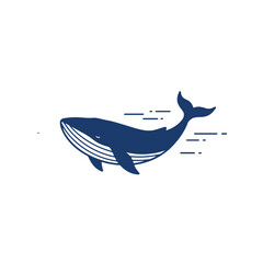 Minimalist Illustration of a Whale Swimming in an Abstract Style
