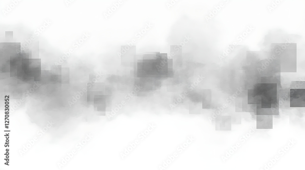 Poster soft hues and subtle transparencies in an abstract square cloudscape digital rendering art piece
