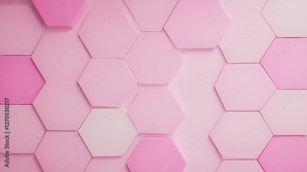 Poster soft pink hexagon tiles background geometric pattern textured surface abstract 3d rendering illustra