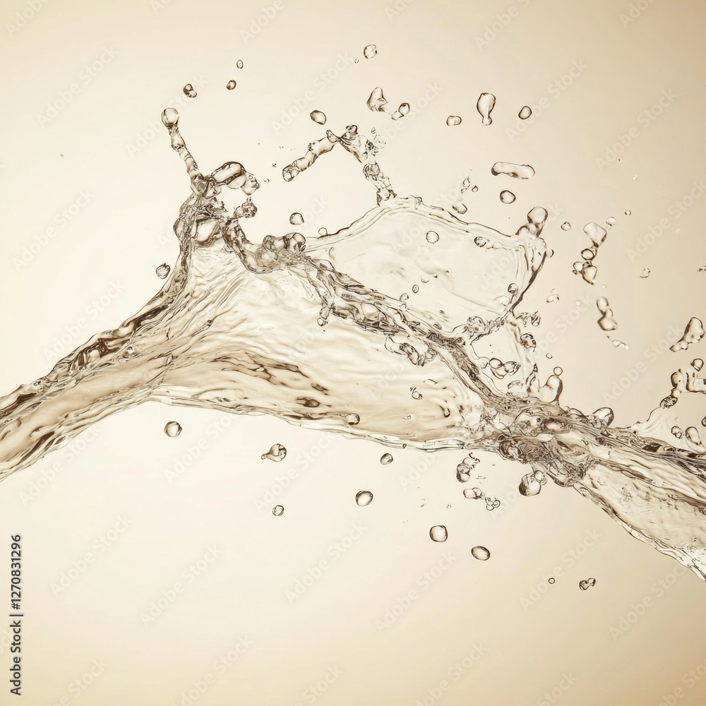 Poster sparkling droplets dance joyfully as clean water splashes against a smooth surface, capturing the es