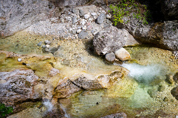 Flowing water in a rocky gorge