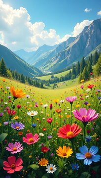 Rasengitter covered with colorful wildflowers, floral, nature, flowers