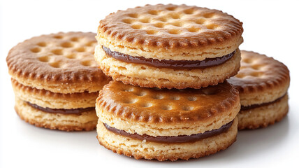 Round shaped biscuit hearts on a white background.