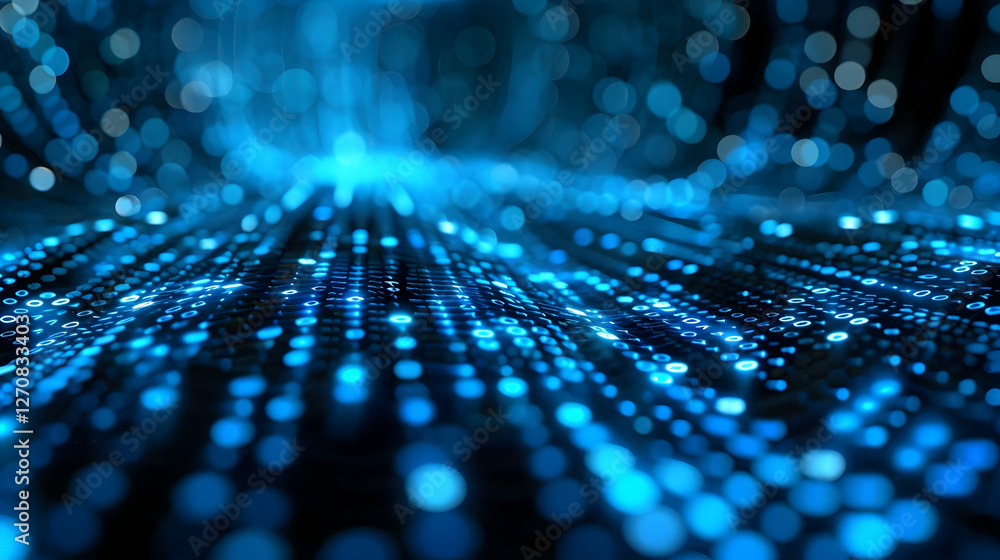 Aufkleber abstract blue light particles creating a dynamic digital background with depth and movement