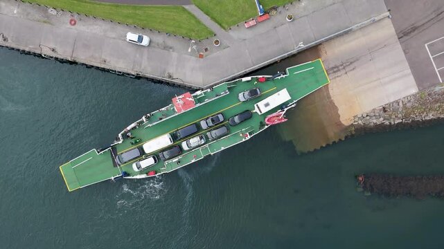 Ferry leaving Greencastle for Magilligan in Northern Ireland
