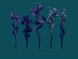 Fototapeta premium Abstract swirling smoke plumes dark blue teal background. AI Generated