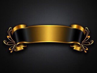 Elegant gold black ribbon banner design subtly glows. AI Generated