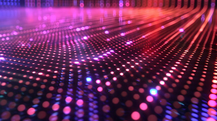 Fototapeta premium Colorful abstract light patterns creating a vibrant digital landscape with glowing dots