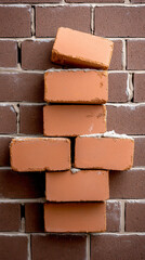 Obraz premium Intricate view of bricklaying with precise mortar application and texture