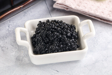 black sturgeon caviar in the bowl