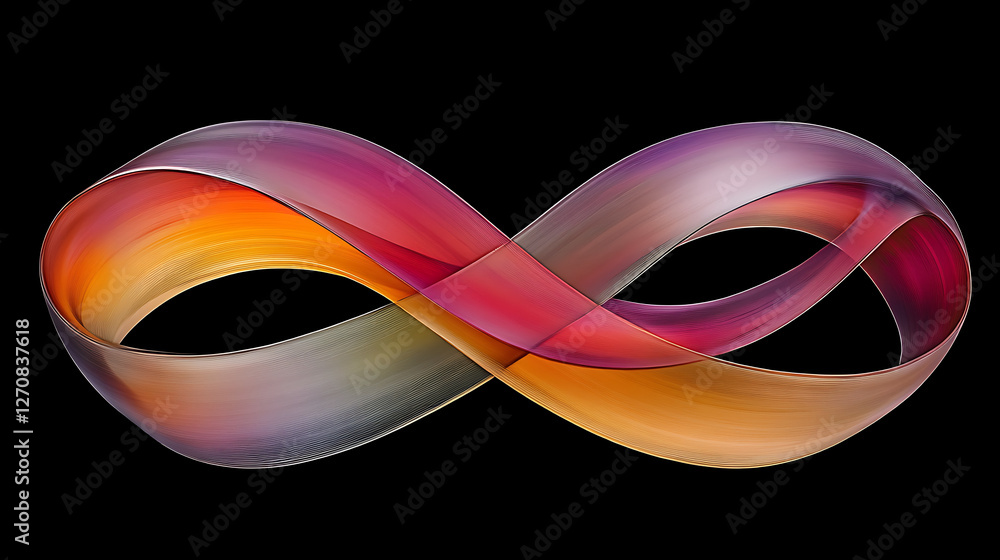 Poster striking infinity symbol artistic loop gradient blend of color on a clean black backdrop