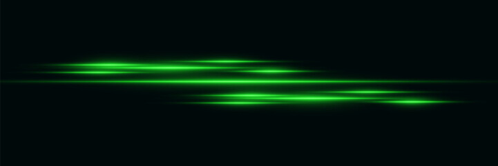 Green neon lines, light beam and horizontal laser.