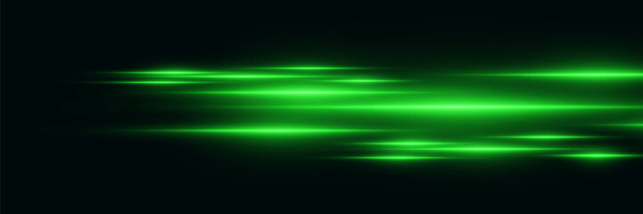 Green neon lines, light beam and horizontal laser.