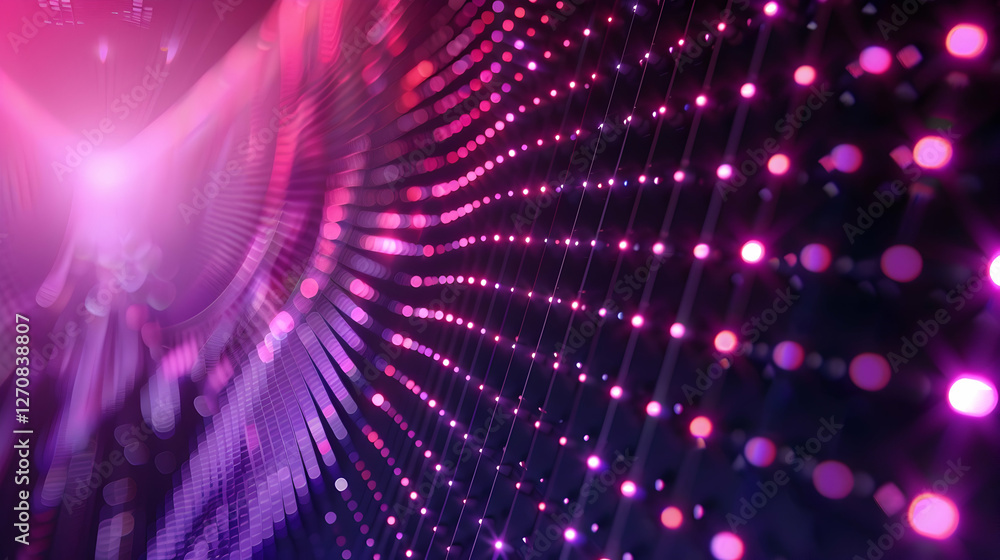 Poster vibrant abstract background of glowing dots and lines creating a dynamic wave effect