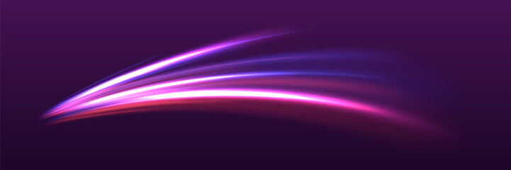 Moving speed at the speed of light. Dynamic neon lines.