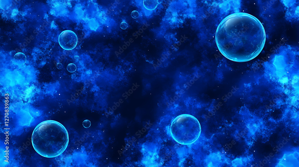Poster surreal bubbles floating through a nebula dreamscape fantasy abstract artwork background design