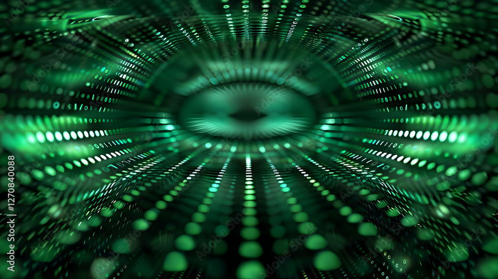 Aufkleber abstract green digital patterns radiating outward, creating a mesmerizing visual effect