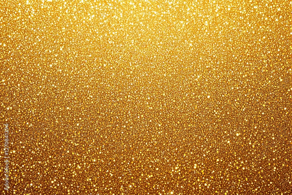 Poster abstract golden glitter texture with a bright, sparkling pattern on a shiny gold background.
