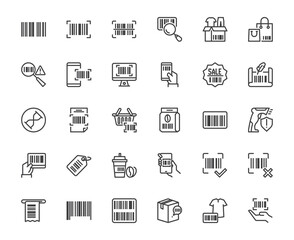Vector simple set of bar code scanner label information and related such sale tag, product barcode, price. famous scan for payment, store and supermarket using for media, web, app development design
