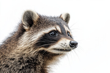 Fototapeta premium Raccoon with a mischievous expression on a white background, highlighting personality 
