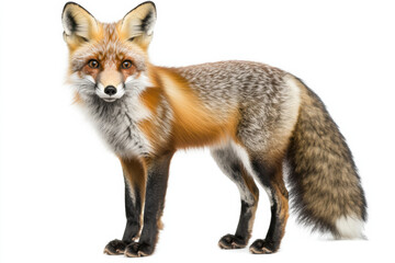 Arctic fox in its winter coat on a white background, perfect for a cool, serene look
