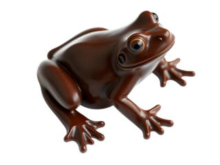 Poised Chocolate Frog Sculpture: A Captivating Illustration of Sophisticated Natural Grandeur isolated on transparent background