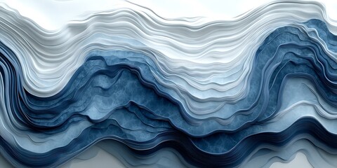 Obraz premium Abstract layered wavy blue and white design