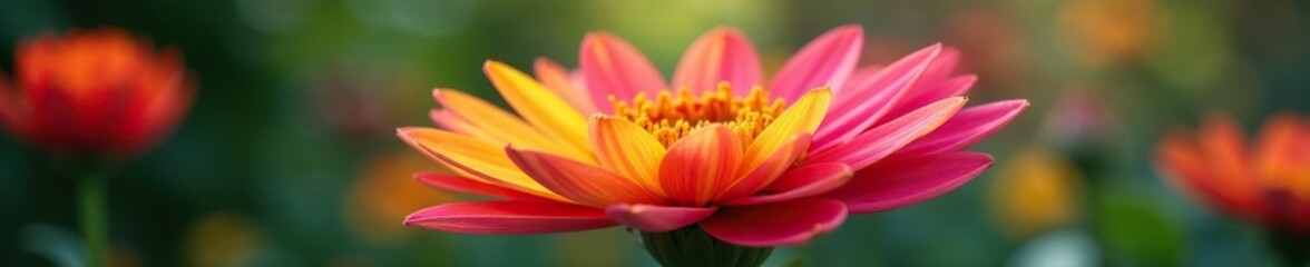 Fototapeta premium Petals unfolding like a colorful flower bomb in a garden, botanical, flower bomb, explosion