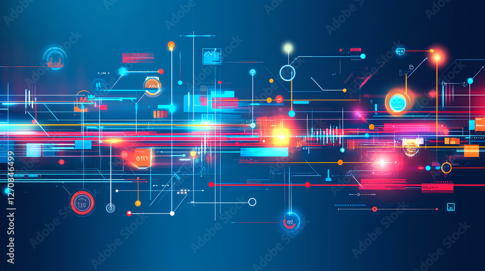 Poster innovative data visualization design digital space infographic tech environment abstract perspective