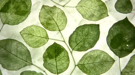 Translucent Eucalyptus Leaves with Visible Veins in Soft Light Displayed in a Bright Environment