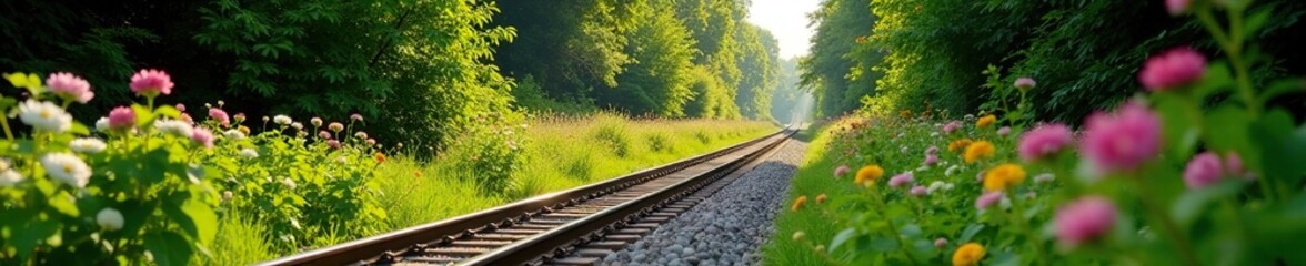 Obraz premium Fahrbahnschwelle aus Stahl mit Pflanzen umgeben, struktur, blumen